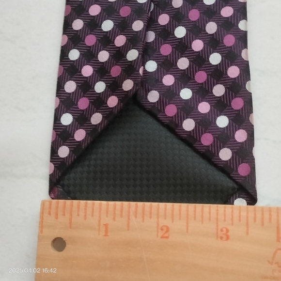 Sean John Tie Necktie Silk Purple Black and Pink Geometric Square Formal Tag - Picture 6 of 12